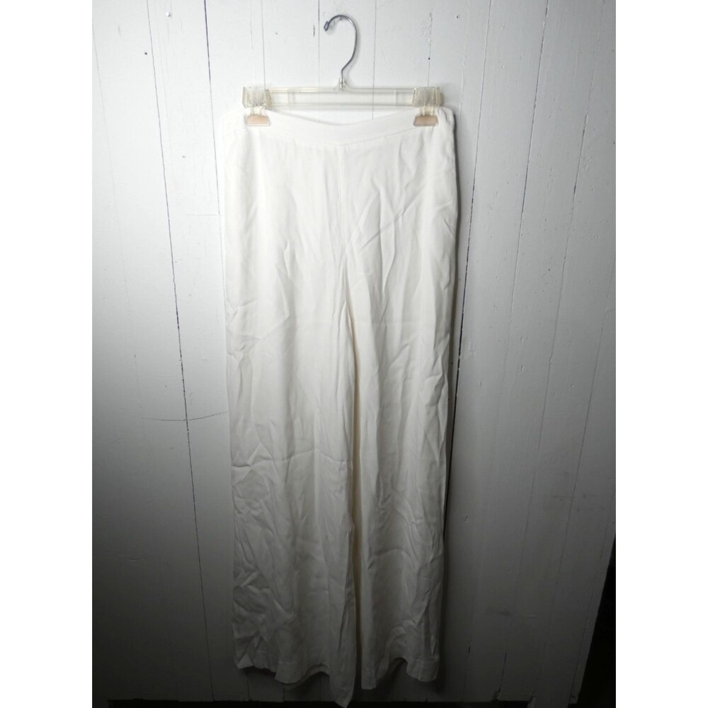 Zimmermann Women's 1 (6) White Chiffon Flare Wide Leg Pants High Waist Lined